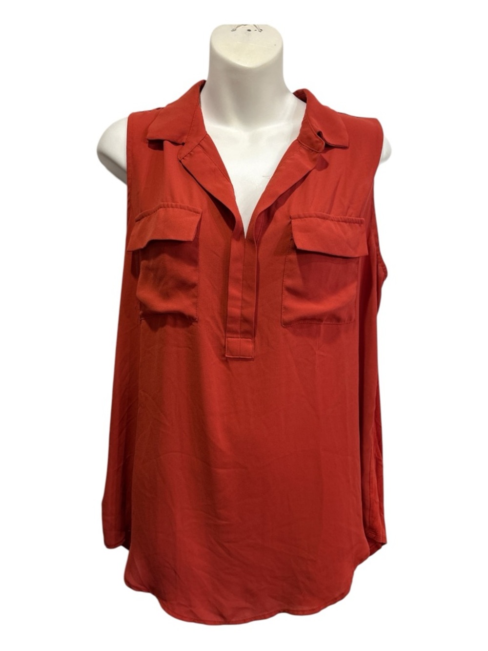 LOFT Sleeveless Collared blouse in Rust size large